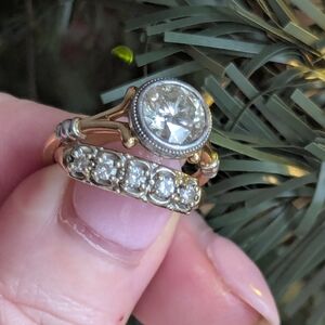 Elegant Vintage 2 Carat Natural Diamond Engagement And Wedding Band